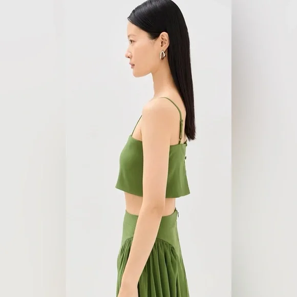 Seraphine Satin Maxi Skirt & Top - MossAZEEZA